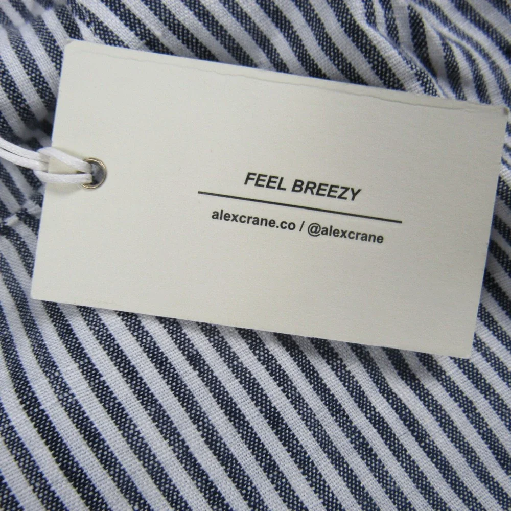 Alex Crane Cham Pants Mens 32 Blue White Stripe NEW 100% Linen Breezy Trousers